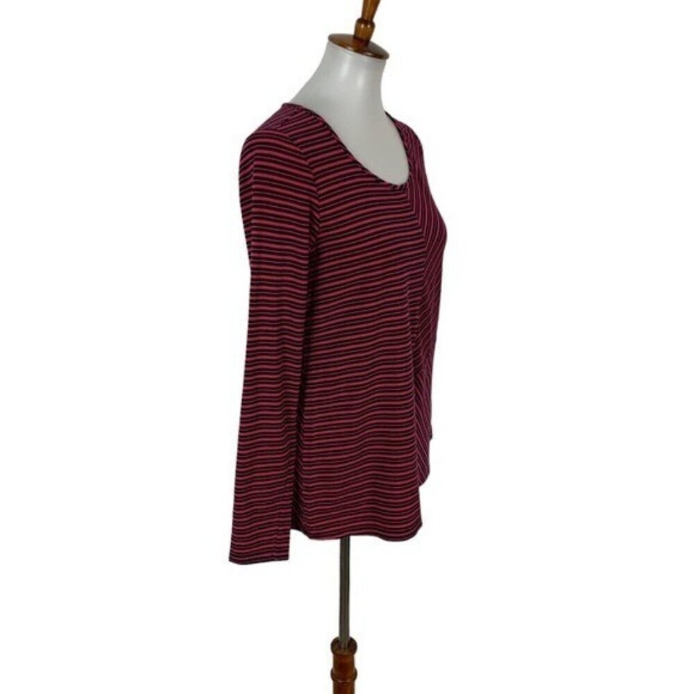 J Jill Red Navy Striped Asymmetrical Long Sleeve Stretch Top XS - Picture 2 of 5